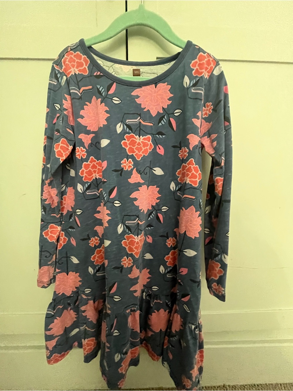 Tea Collection Blue Dress with Pink Floral Print